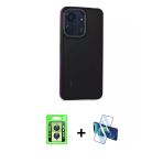 Pilelistore™ Redmi 13C Kılıf Eksen Işık - Siyah 3D Antistatik Seramik Nano Ekran Koruyucu + Raze Metal Kamera Lens - Gs