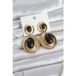 pilelistore Siyah Sallantılı Damla Model Gold Renk Vintage Kadın Küpe - TJ-BKP11669