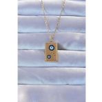 pilelistore TJ-BKO9268 316L Altın Renk İşlemeli Nazarlı Vintage Kolye