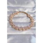 pilelistore Vip Seri Pirinç Gold Renk Pembe Zirkon Taşlı Kalp Tasarımlı Bileklik - TJ-BB6127