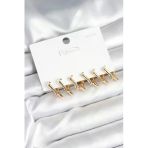 pilelistore Yıldız Model Gold Renk 925 Ayar Gümüş Çivili Kadın Küpe Seti - TJ-BKP11278