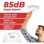 Pilli Duman Dedektörü 85 Desibel 9V Pil Hediyeli - Beyaz