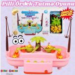 Pilli Havuzlu Ördek Yakalama Oyunu Pembe - Pilli Müzikli Balık Tutma Oyunu - Şarkılı Eğitici Balık Y