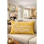 Pilloveland Dikdörtgen Punch Nakışlı Kırlent Kılıfı - 50*30 Cm - Sarı Tebrik - Ramadan Kareem - PNK001