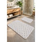 Pilloveland Peluş Yumuşak Doku Kaymaz Taban 2’li Banyo Paspası Seti – 60x100 & 50x60 cm - Çakıl