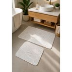 Pilloveland Peluş Yumuşak Doku Kaymaz Taban 2’li Banyo Paspası Seti – 60x100 & 50x60 cm - Geometrik