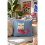 Pilloveland Punch Nakışlı Kırlent Kılıfı - 43*43 Cm - Kedi Balığı - PNK001