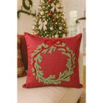 Pilloveland Punch Nakışlı Kırlent Kılıfı - 43*43 Cm - Kırmızı Çelenk - PNK001