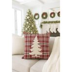 Pilloveland Punch Nakışlı Kırlent Kılıfı - 43*43 Cm - Kırmızı Ekose Çam Ağacı - PNK001
