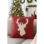 Pilloveland Punch Nakışlı Kırlent Kılıfı - 43*43 Cm -Kırmızı Geyik - PNK001