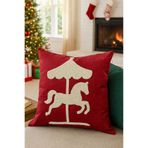 Pilloveland Punch Nakışlı Kırlent Kılıfı - 43*43 Cm - Kırmızı Pony - PNK001