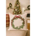 Pilloveland Punch Nakışlı Kırlent Kılıfı - 43*43 Cm - Krem Çelenk - PNK001