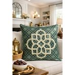 Pilloveland Punch Nakışlı Kırlent Kılıfı - 43*43 Cm - Küf Yeşili Motif - Ramadan Kareem - PNK001