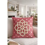 Pilloveland Punch Nakışlı Kırlent Kılıfı - 43*43 Cm - Pembe Motif - Ramadan Kareem - PNK001