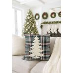 Pilloveland Punch Nakışlı Kırlent Kılıfı - 43*43 Cm - Yeşil Ekose Çam Ağacı - PNK001