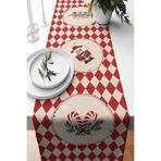 Pilloveland Runner Candy Christmas Desenli Süet Dokuma 140*40 Cm - Yılbaşı - Noel