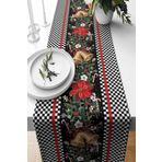 Pilloveland Runner Dama Christmas Desenli Süet Dokuma 140*40 Cm Yılbaşı ve Noel