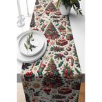 Pilloveland Runner Santa Christmas Desenli Süet Dokuma 140*40 Cm - Yılbaşı - Noel