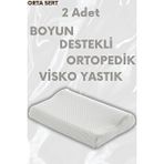 Pillow Market Boyun Destek Yastığı Boyun Düzleşmesi Için Visco Yastık Lüx Air Comfort 2 Adet (orta Yumuşak) Beyaz
