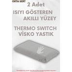 Pillow Market Isı Kontrollü Termoswitch Ortopedik Düz Uzun Boy Visco Yastık 2 Adet (orta Yumuşak) Beyaz