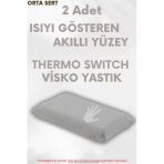 Pillow Market Isı Kontrollü Termoswıtch Ortopedik Düz Uzun Boy Visco Yastık [2 Adet] (Orta Yumuşak)