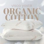 Pillow Market Organik Koton Visko Yastık - Ortopedik %100 Doğal Pamuk Kumaş - Konforlu Nem Kontorllü Visco Yastık - Standart - Açık Bej