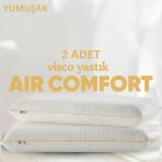 Pillow Market Ortopedik Visco Xxl Yastık [hava Kanallı] Air Comfort Anti-Uv Destekli Uyku Yastığı 2 Adet - Standart - Beyaz