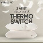 Pillow Market Termoswitch Visko Yastık [hava Kanallı] Isı Dengeleyici Lüks Tombul Ortopedik Uyku Yastığı 2 Adet - Standart - Gri