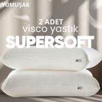 Pillow Market Yeni Nesil Visko Uyku Yastığı [hava Kanallı] Hava Alabilir Süper Soft Tombul Ortopedik Yastık 2 Adet - Standart - Kırık Beyaz