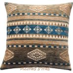 Pillows Store Kilim Desenli Kahve -Turkuaz Kırlent Kılıfı 45CM*45CM - 45 x 45 cm - Ay Taşı Beji