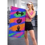 Piloji Renkli Spor Havlusu - Dijital Baskılı Hızlı Kuruyan Sporcu Havlusu - 50x90cm Gym Fitness Havlusu