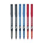 Pilot BX V5 çeşitli Hi-Tecpoint ekstra ince tükenmez kalem, 0,5 mm uç ucu 0,3 mm genişlik (6'lı paket) 2 mavi + 2 siyah + 2 kırmızı