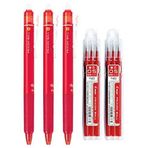 Pilot FriXion Ball Knock geri çekilebilir Erasable jel Ink Pens, ekstra ince Point 0.5 mm, Red Ink, 3 kalem & 6 Refills Value set with Ecology Sticky Notes