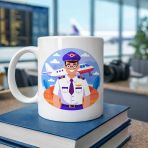 Pilot Tasarımlı Porselen Kupa Model 162 – Havacılık Temalı Kahve Kupası – Pilot Hediyesi – Uçak Desenli Beyaz Kupa – Ofis Günlük Kullanım Kupası