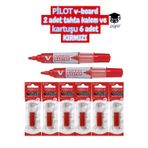 PİLOT v-board 2 adet tahta kalem ve kartuşu 6 adet