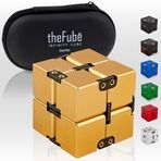 PILPOC theFube Infinity Cube Fidget Masa Oyuncağı - Kılıflı, Sağlam, Ağır, Stres ve Kaygıyı Azaltan Alüminyum Sonsuz Sihirli Küp, ADD, DEHB, OKB (Altın) için