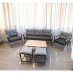 Pimango Pi Locca Bahçe Ve Balkon Mobilyası Antrasit Gri 3+1+1 Sehpalı Ve Gri 2 Puf - Antrasit - Gri