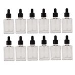 PimyRcyi 12 adet 1oz küçük boş uçucu yağ damla şişe 30ml kare özü cam damlalıklı şişeler laboratuvar damlama serum kabı (temiz)