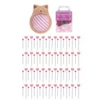 Pin Yastık dikiş Kiti, Sevimli Kedi Mücevher Kafa Pimleri Ahşap Taban Pembe şerit Desen Iğneleri Kapitone Zanaatlar Için Patchwork Dekor