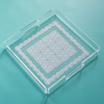 Pina Company Dantel Desenli Pleksi Şeffaf Kahve Çay Sunum Servis Tepsisi Akrilik 25CMX25CM