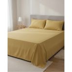 Pınar Home Collection %100 Organik Pamuk Kumaş Düz (Lastiksiz)Çarşaf+Yastık Kılıfı***(Sipariş Öncesi Ebat Seçimi Yapınız ) - Hardal - 160 x 240