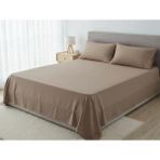 Pınar Home Collection %100 Organik Pamuk Kumaş Düz (Lastiksiz)Çarşaf+Yastık Kılıfı***(Sipariş Öncesi Ebat Seçimi Yapınız ) - Kahverengi - 160 x 240