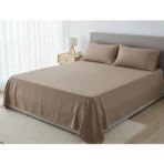 Pınar Home Collection %100 Organik Pamuk Kumaş Düz (Lastiksiz)Çarşaf+Yastık Kılıfı***(Sipariş Öncesi Ebat Seçimi Yapınız ) - Kahverengi - 240 x 260