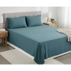Pınar Home Collection %100 Organik Pamuk Kumaş Düz (Lastiksiz)Çarşaf+Yastık Kılıfı***(Sipariş Öncesi Ebat Seçimi Yapınız ) - Petrol - 240 x 260