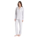 Pınarca Kadın Pijama Takımı Uzun Kollu Gömlek Yaka Pamuklu Lila M