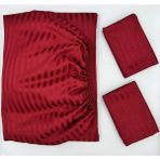 Pınarhome collection Saten Lastikli Çarşaf + Kapaklı Yastık Kılıfı (Yüksek Köşe Derinliği ) ***son Trend*** - Bordo - 160 x 200