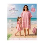 pınars Anne Çocuk 2li Set Bornoz Panço %100 Pamuk Plaj Havlusu Peştemal Pembe (Anne S/M )