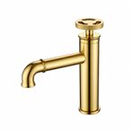 PINCHU Lavabo armatürü, endüstriyel tasarım, banyo armatürü, soğuk ve sıcak su karıştırma bataryası, seramik kartuşlu pirinç banyo musluğu, hortumlar dahil (düşük model)
