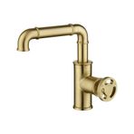 PINCHU Musluk Banyo Endüstriyel Tasarım, Lavabo Armatürü 360° Döndürülebilir Pirinçten, Tek Kollu Batarya, Soğuk ve Sıcak Su için Lavabo Armatürleri, Hortumlar Dahil