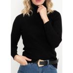 Pındık Butik Kadın Siyah Balıkçı Yaka Triko Kazak - Standart